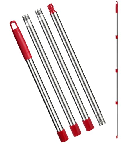 FunCee Spin Mop Replacement Handle - 4 Section Mop or Broom Handle/Stick Compatible with O Cedar Spin Mop Refills and Brooms, 30" to 59", American Threaded Joint End (Mop Head Not Included) - Image 1