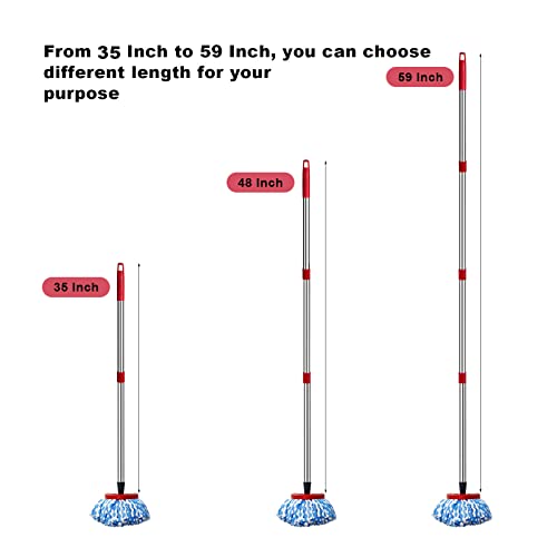 FunCee Spin Mop Replacement Handle - 4 Section Mop or Broom Handle/Stick Compatible with O Cedar Spin Mop Refills and Brooms, 30" to 59", American Threaded Joint End (Mop Head Not Included) - Image 4