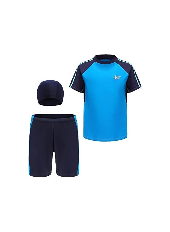 Boys Rash Guard Swimsuit UPF 50+ Swim Bathing Suit 3 Piece Sun Protection Swimwear Set  - Image 1