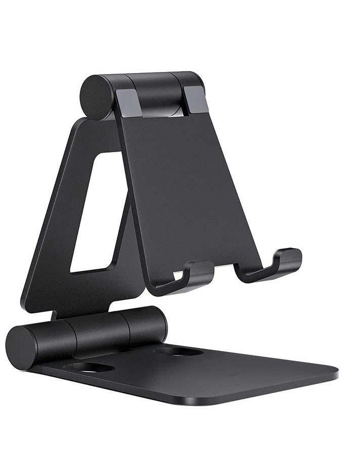 Dual Folding Cell Phone Stand, Fully Adjustable Foldable Desktop Phone Holder Cradle Dock Compatible with Phone 16 15 14 13 12 11 Pro Xs Xs Max Xr X 8, Nintendo Switch, All Phones