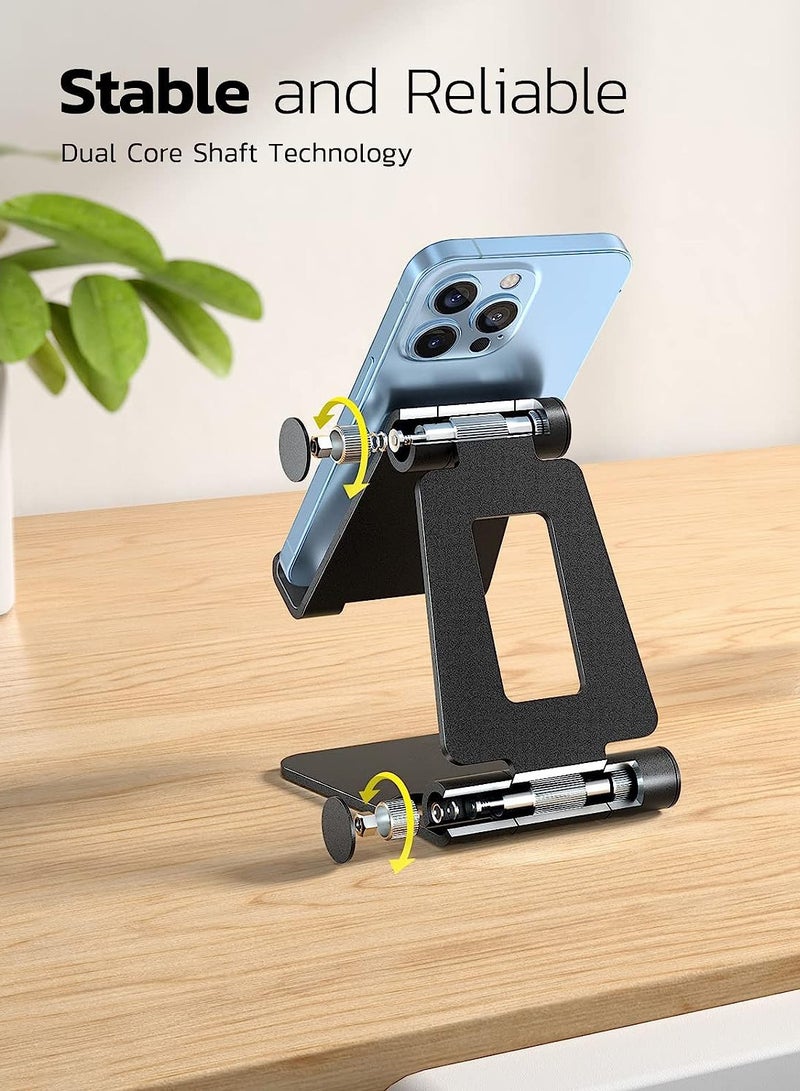 حامل هاتف خلوي مزدوج قابل للطي، حامل هاتف مكتبي قابل للطي وقابل للتعديل بالكامل متوافق مع الهاتف 16 15 14 13 12 11 Pro Xs Xs Max Xr X 8، نينتندو سويتش، جميع الهواتف - Image 3