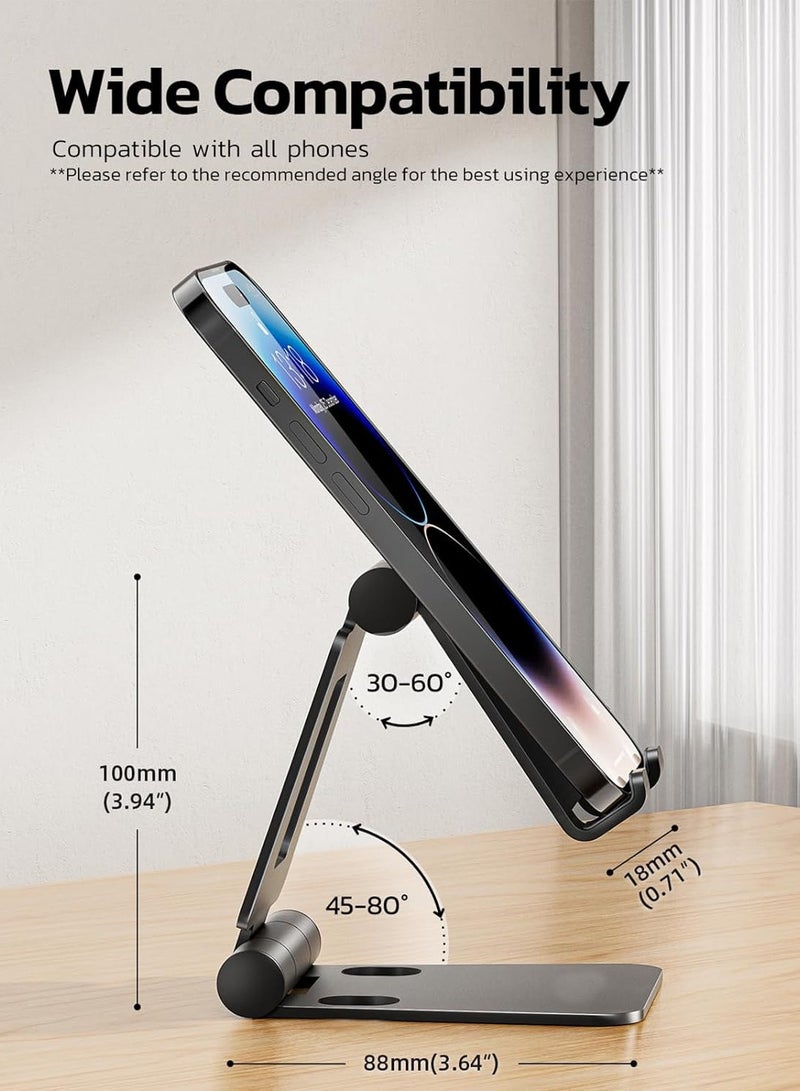 حامل هاتف خلوي مزدوج قابل للطي، حامل هاتف مكتبي قابل للطي وقابل للتعديل بالكامل متوافق مع الهاتف 16 15 14 13 12 11 Pro Xs Xs Max Xr X 8، نينتندو سويتش، جميع الهواتف - Image 4