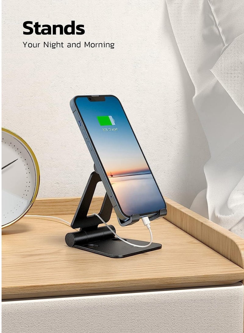 حامل هاتف خلوي مزدوج قابل للطي، حامل هاتف مكتبي قابل للطي وقابل للتعديل بالكامل متوافق مع الهاتف 16 15 14 13 12 11 Pro Xs Xs Max Xr X 8، نينتندو سويتش، جميع الهواتف - Image 5