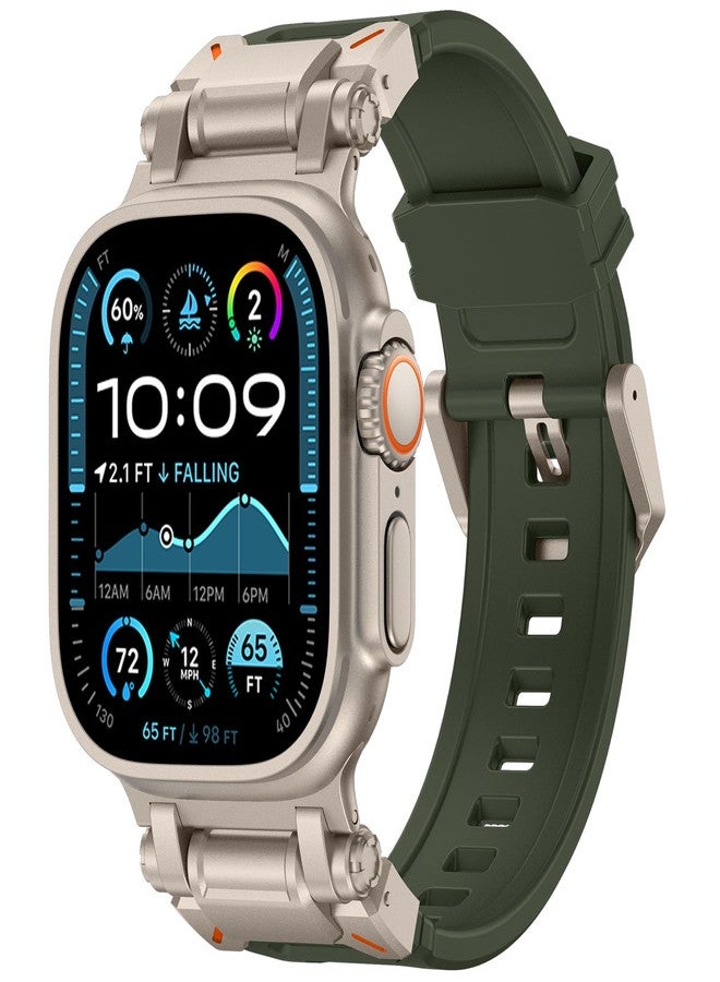 سوار FULLIFE مصمم خصيصًا لساعة Apple Watch Ultra 2/Ultra مقاس 49 مم للرجال، مصنوع من مطاط السيليكون مع موصل معدني، متوافق مع ساعات Apple Watch Series 10 مقاس 46 مم، و9/8/7 مقاس 45 مم، وSE2/SE 6/5/4 مقاس 44 مم، و3/2/1 مقاس 42 مم - Image 1
