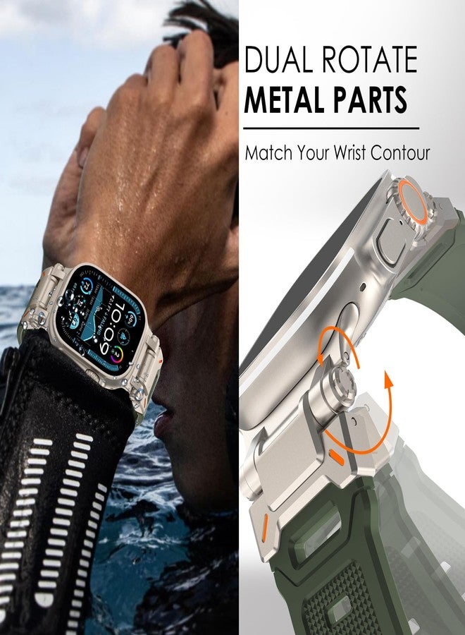 سوار FULLIFE مصمم خصيصًا لساعة Apple Watch Ultra 2/Ultra مقاس 49 مم للرجال، مصنوع من مطاط السيليكون مع موصل معدني، متوافق مع ساعات Apple Watch Series 10 مقاس 46 مم، و9/8/7 مقاس 45 مم، وSE2/SE 6/5/4 مقاس 44 مم، و3/2/1 مقاس 42 مم - Image 2