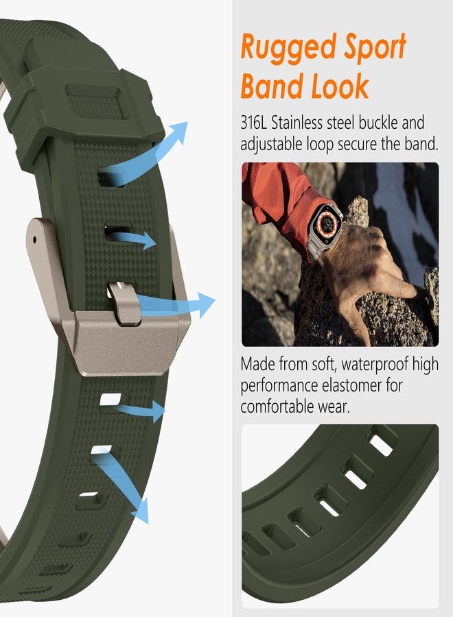 سوار FULLIFE مصمم خصيصًا لساعة Apple Watch Ultra 2/Ultra مقاس 49 مم للرجال، مصنوع من مطاط السيليكون مع موصل معدني، متوافق مع ساعات Apple Watch Series 10 مقاس 46 مم، و9/8/7 مقاس 45 مم، وSE2/SE 6/5/4 مقاس 44 مم، و3/2/1 مقاس 42 مم - Image 4