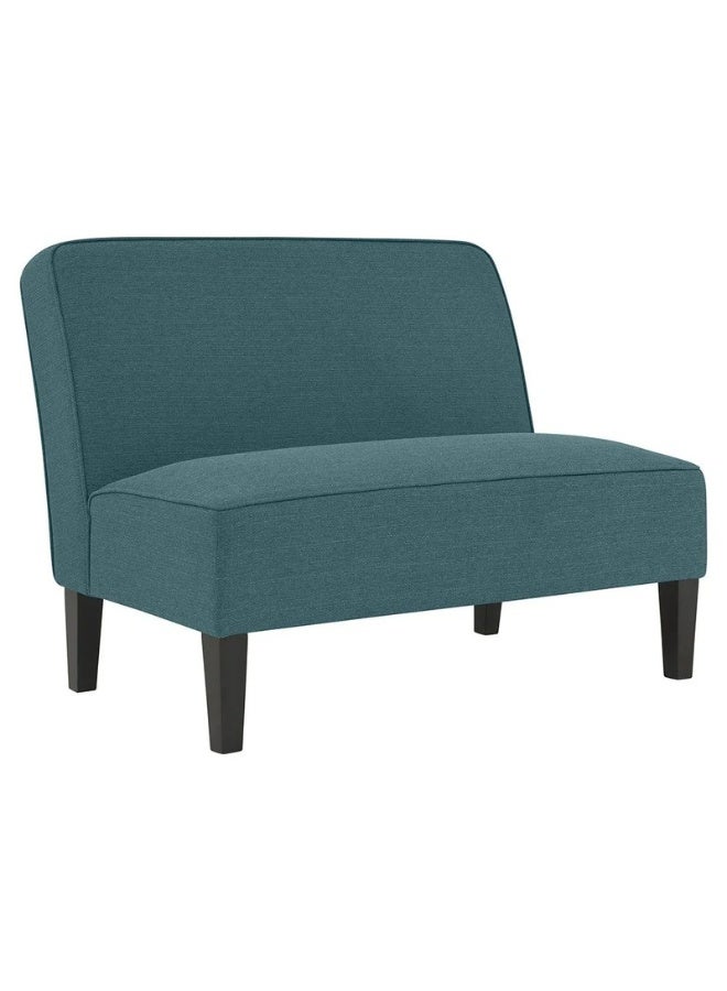 KUSTOMDECO Shoshone Teal/Green Linen Armless Sofa Settee - Custom Upholstered Sofa for Living Room, Elegant Design with Premium Comfort Modern Design Sofa  - Image 3