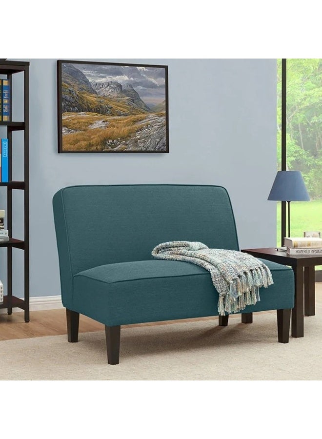 KUSTOMDECO Shoshone Teal/Green Linen Armless Sofa Settee - Custom Upholstered Sofa for Living Room, Elegant Design with Premium Comfort Modern Design Sofa  - Image 2