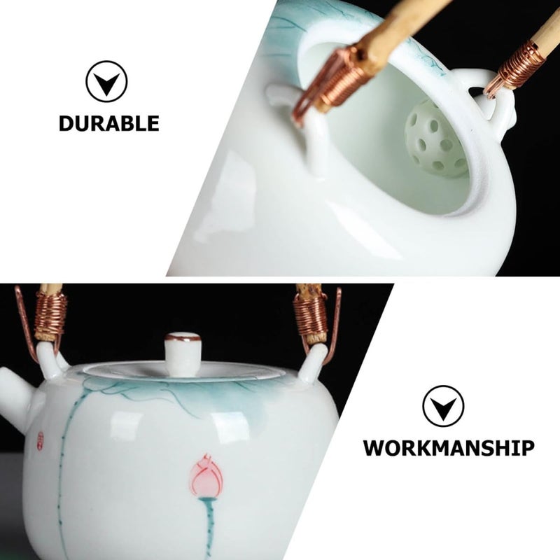 Hand Painted Lotus Ceramic Kung Fu Teapot Heat Resistant Smooth Surface Home Office - Image 3