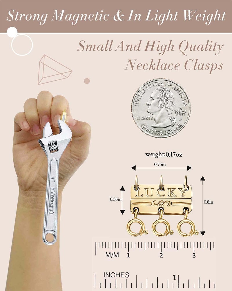 OHINGLT Lucky Necklace Layering Clasps Separator for Stackable,14K Gold and Silver Plated Multiple Necklace Clasps for Women - Image 3