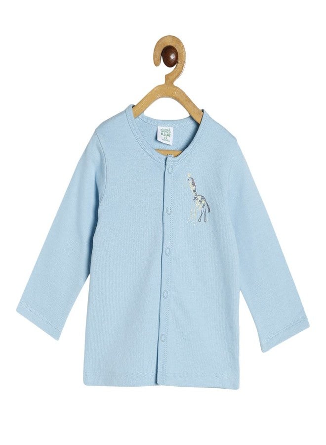 miniklub Baby Full Sleeve Round Neck Blue/Grey/Mustard Cotton Regular Fit Vest Pack Of 3 (0-3M) - Image 4