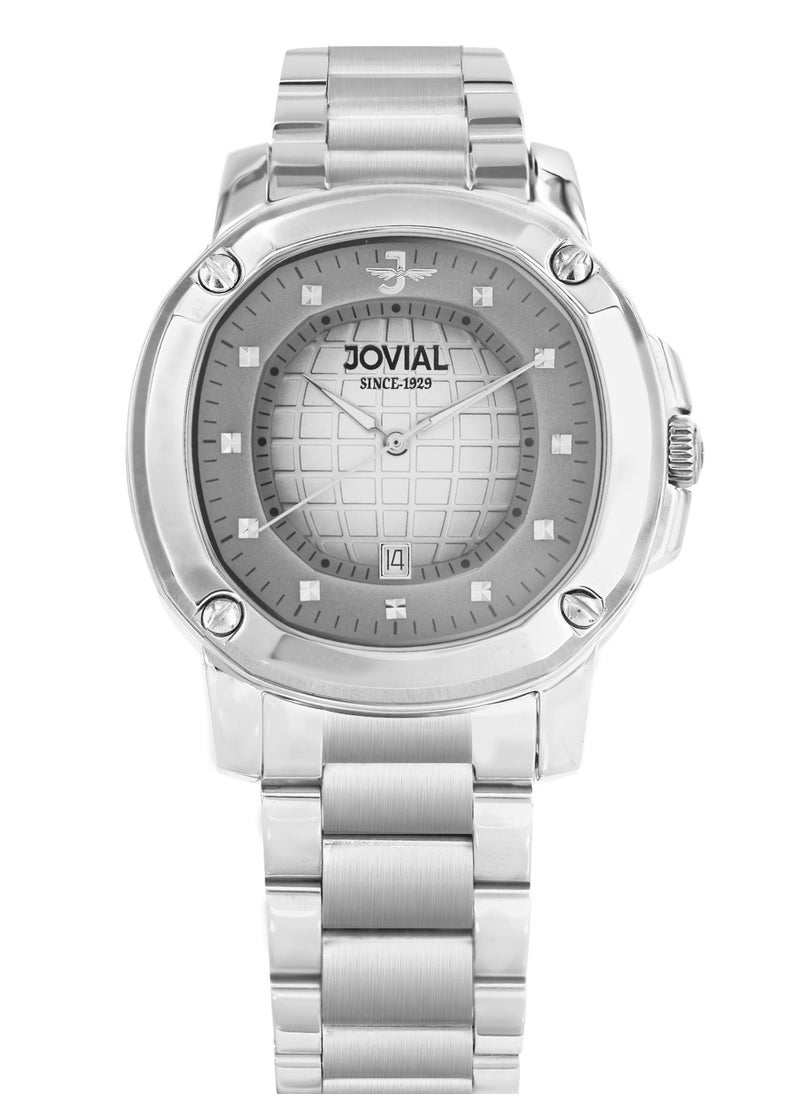 Jovial JOVIAL 5070 GSMQ02E Men's Fashion Watch Stainless Steel Band Watch, 38mm, Grey  - Image 1