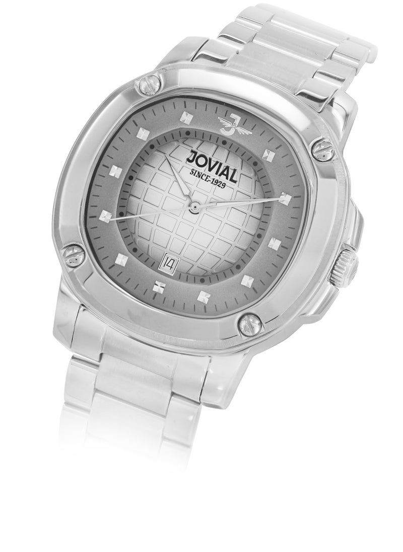 Jovial JOVIAL 5070 GSMQ02E Men's Fashion Watch Stainless Steel Band Watch, 38mm, Grey  - Image 2