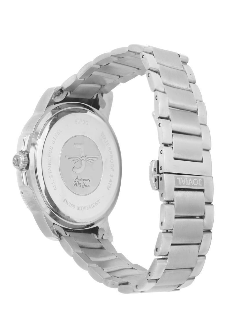 Jovial JOVIAL 5070 GSMQ02E Men's Fashion Watch Stainless Steel Band Watch, 38mm, Grey  - Image 3