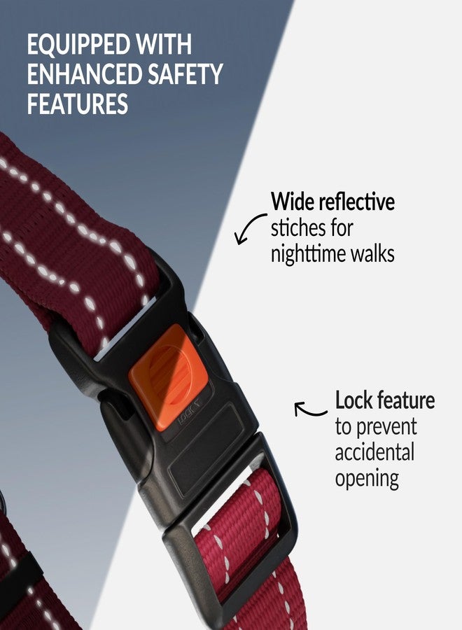 CollarDirect Martingale Dog Collar Heavy Duty Nylon Slip Collars for Small Medium Large Dogs [Stainless Steel Chain and Quick Release Buckle, Reflective, Dark Red, M, 14"-17"] - Image 3