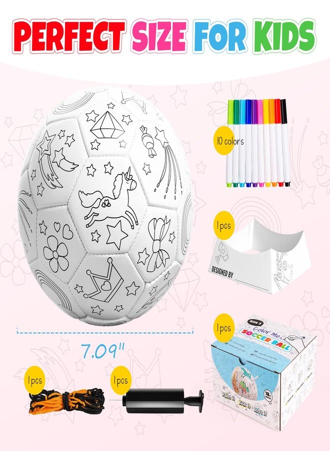 EVERICH TOY Paint Your Own Soccer Ball with Markers, Toddler Arts and Crafts Kits Soccer Gifts for Girls Boys, Size 3 Unicorn Toys Coloring Soccer Ball Easter Basket Stuffers Gifts for Kids 3 4 5 6-8 - Image 4