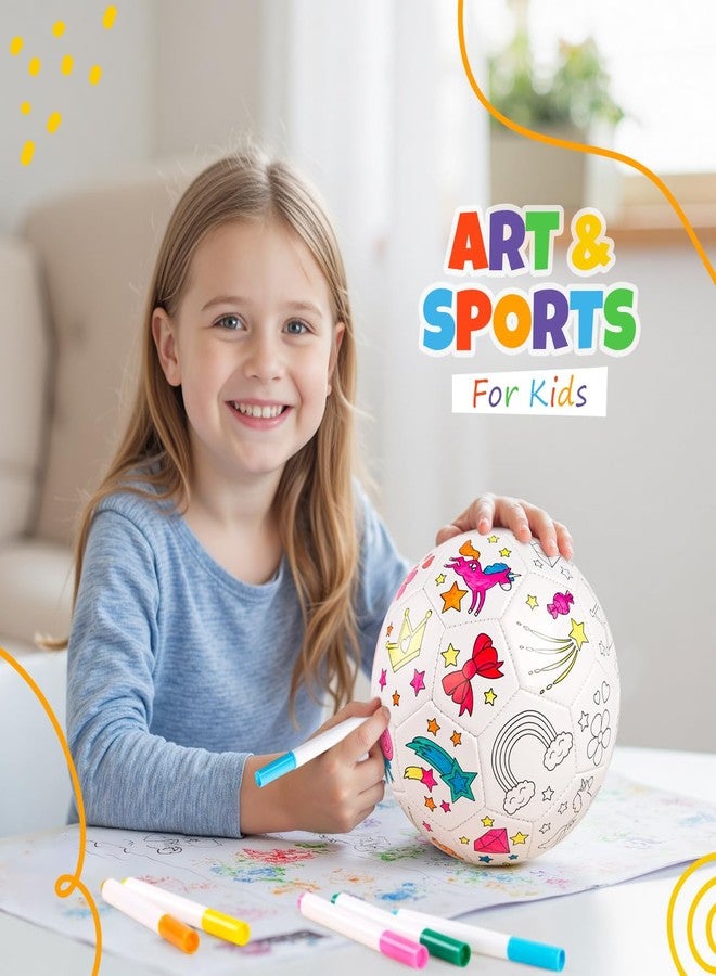 EVERICH TOY Paint Your Own Soccer Ball with Markers, Toddler Arts and Crafts Kits Soccer Gifts for Girls Boys, Size 3 Unicorn Toys Coloring Soccer Ball Easter Basket Stuffers Gifts for Kids 3 4 5 6-8 - Image 2