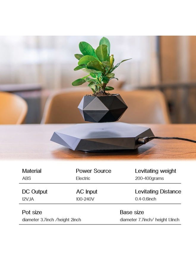 HCNT Levitation Air Bonsai Pot, Magnetic Levitating Mini Rotating Flower Pot Planters Suspension Floating Succulents Pot Sky-Garden Plant Potted for Home Living Room Office Desk Decoration(Black) - Image 5