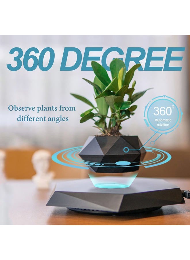 HCNT Levitation Air Bonsai Pot, Magnetic Levitating Mini Rotating Flower Pot Planters Suspension Floating Succulents Pot Sky-Garden Plant Potted for Home Living Room Office Desk Decoration(Black) - Image 2