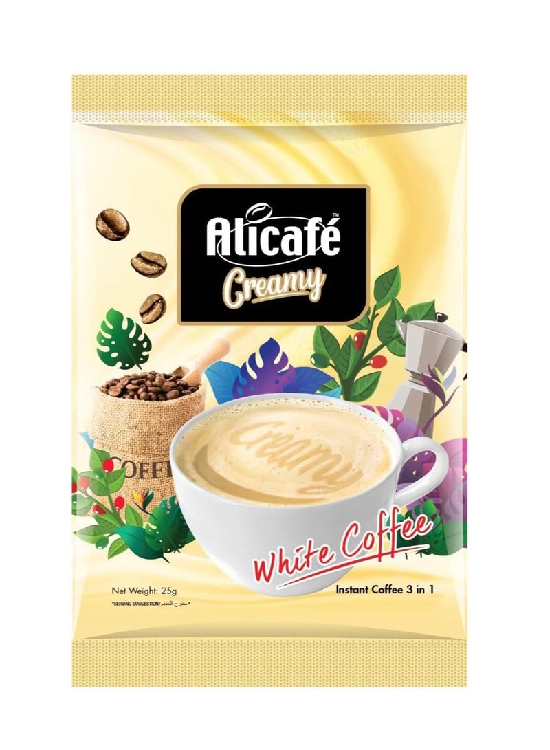 علي كافيه قهوة كريمى بيضاء  سريعة التحضير 3 في 1 - 10 أكياس - Image 1