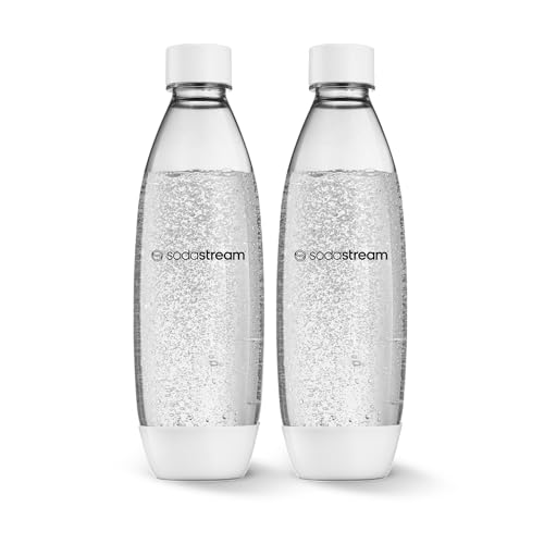 SodaStream عبوة توأم سودة ستريم 1 لتر زجاجة رفيعة آمنة للغسالة (بيضاء) - Image 1