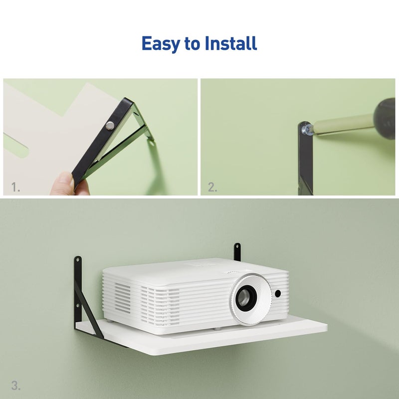 AREAJD Black White Small Mini Projector Shelf for Wall, Cable Box / Router Shelf,Floating Projector Mount, Holder Stand Accessories - Image 3