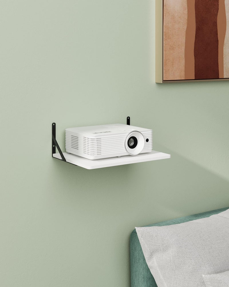 AREAJD Black White Small Mini Projector Shelf for Wall, Cable Box / Router Shelf,Floating Projector Mount, Holder Stand Accessories - Image 5