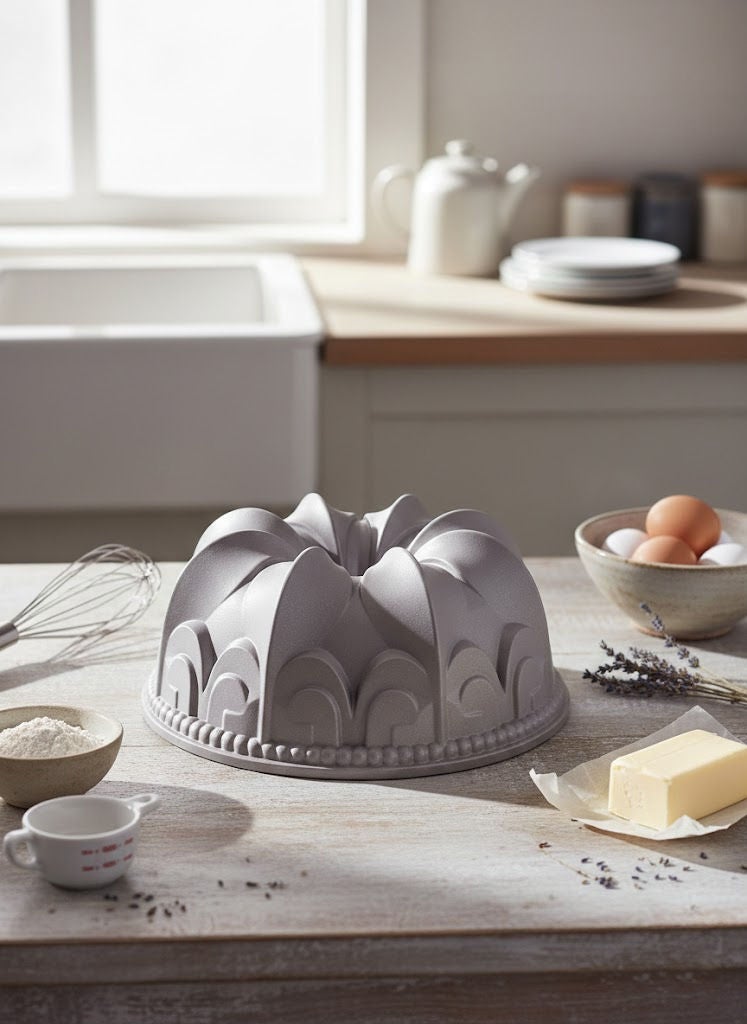 PROCILA Aluminium Granite Non-Stick Lily Flower Mould Pan Grey 24cm - Image 1