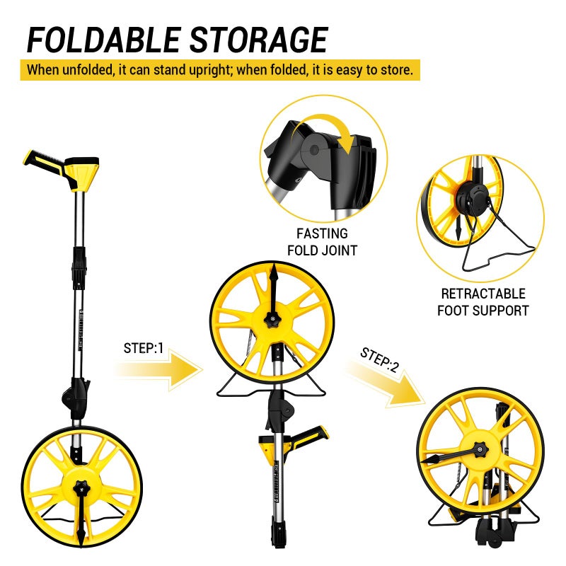 DEKOPRO Measuring Wheel: DEKOPRO 4V Digital Measuring Wheel in Feet, 12.5 Inch 99,999Ft/ 99,999M Digital Display Folding Wheel Measurement Roller with Storage Bag - Image 4