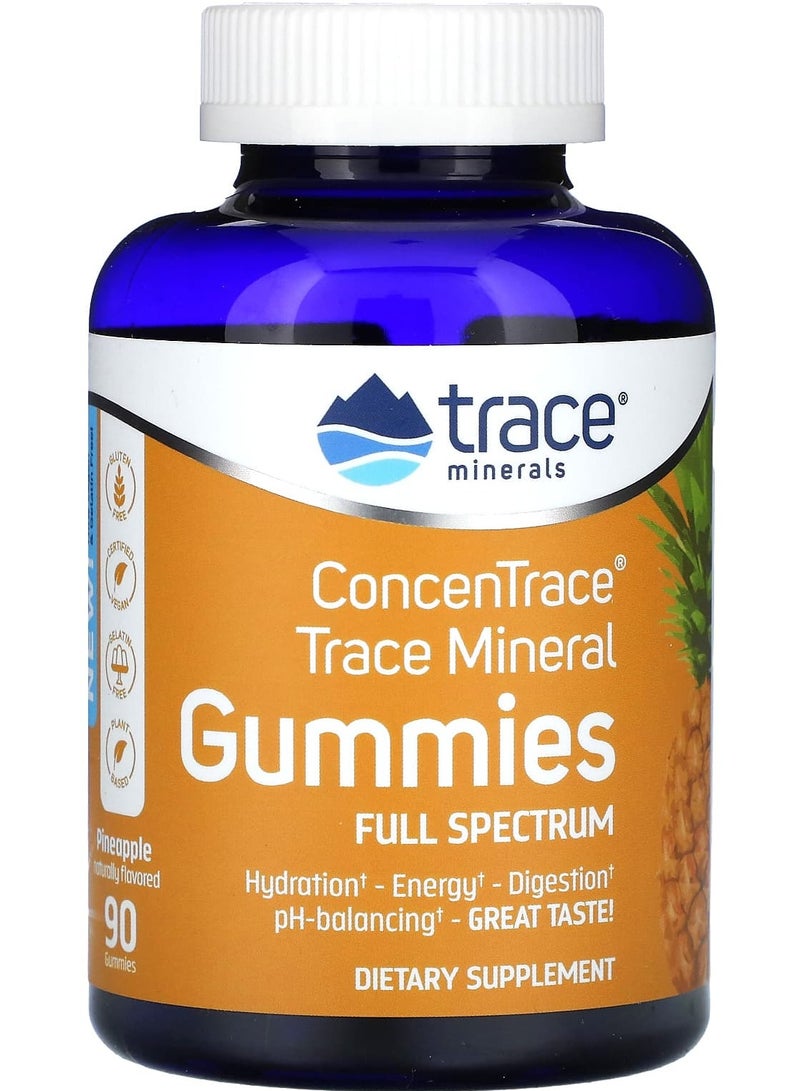 Trace Minerals كونسنترس، حلوى المعادن النادرة، أناناس، 90 حبة حلوى