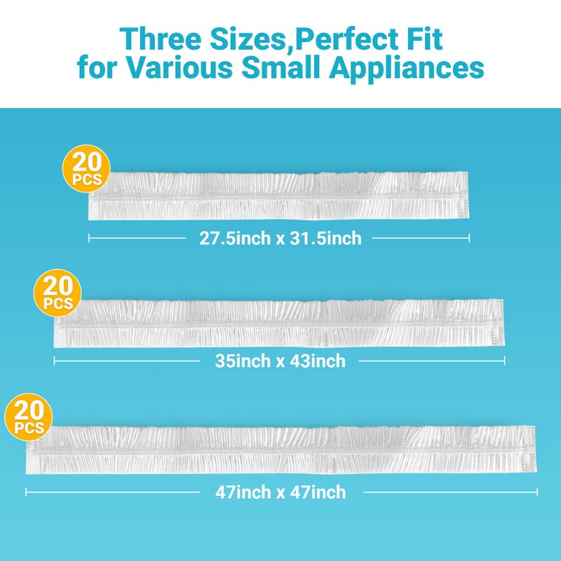 Rainflow 60 PCS RAINFLOW Disposable Kitchen Appliance Covers - Dust Covers for Kitchen Appliances Clear Thickened Dust Cover with Elastic for Household Air Fryer Oven Rice Cookers Fan and Storage (S,M,L) - Image 2