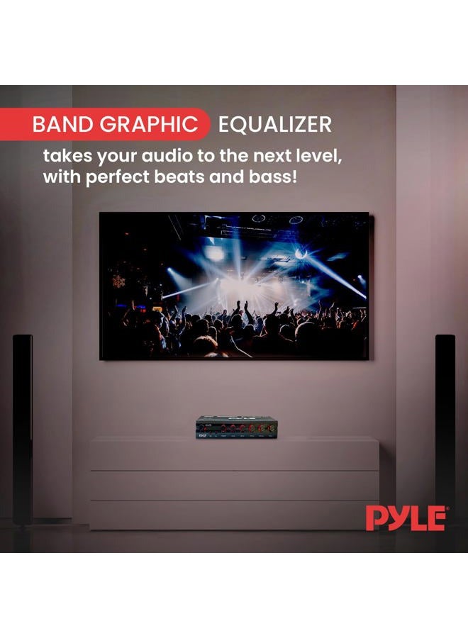 Pyle Parametric Equalizer with Subwoofer - 5 Volt RMS Pre-Amp Output with Subwoofer Gain Control, and 2 Input Sources Selectable, Red & Green Light Illumination Selector - Image 4