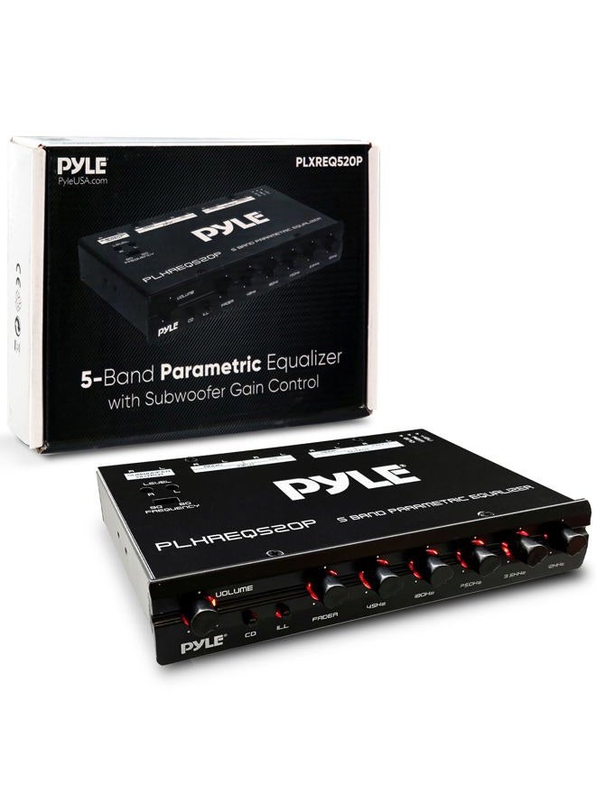 Pyle Parametric Equalizer with Subwoofer - 5 Volt RMS Pre-Amp Output with Subwoofer Gain Control, and 2 Input Sources Selectable, Red & Green Light Illumination Selector - Image 1