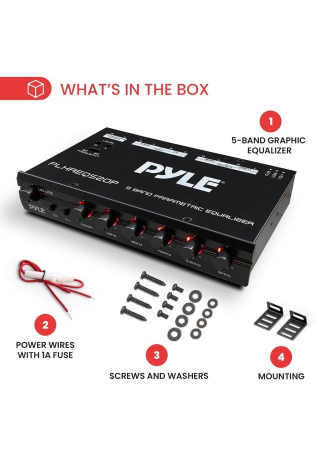 Pyle Parametric Equalizer with Subwoofer - 5 Volt RMS Pre-Amp Output with Subwoofer Gain Control, and 2 Input Sources Selectable, Red & Green Light Illumination Selector - Image 5