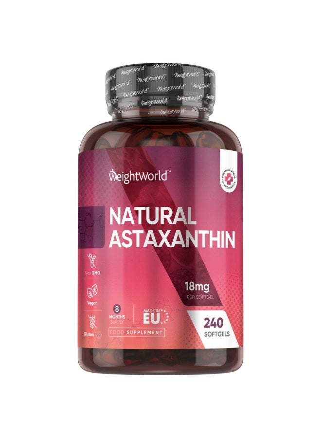 أستازانتين كبسولات جيلاتينية 18 ملغ – يدعم الدفاعات الطبيعية، 240 كبسولة جيلاتينية، صنع في المملكة المتحدة - Image 1