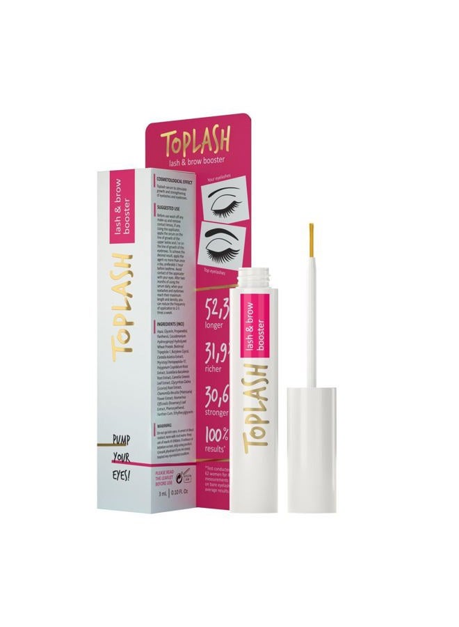 Toplash سيروم نمو الرموش TOPLASH - تركيبة مبتكرة لرموش وحواجب أطول، أكثر كثافة، وأكمل - طبيعي، خالي من القسوة ومضاد للحساسية - 0.10 أونصة سائلة. - Image 1