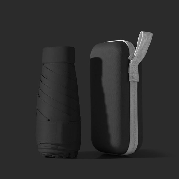 مظلة قابلة للطي صغيرة محمولة، مظلة جيب خفيفة للغاية مع علبة تخزين، حماية من الأشعة فوق البنفسجية، مقبض أسود - Image 1