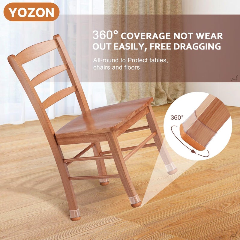 YOZON Chair Leg Floor Protectors Chair Leg Protectors for Hardwood Floors Silicone Caps Felt Strengthen Bottom Protection Anti-Scratch Reduce Noise 16 Pack Clear Square L Fit:1-1/8" to 1-9/16" (27-40mm) - Image 2
