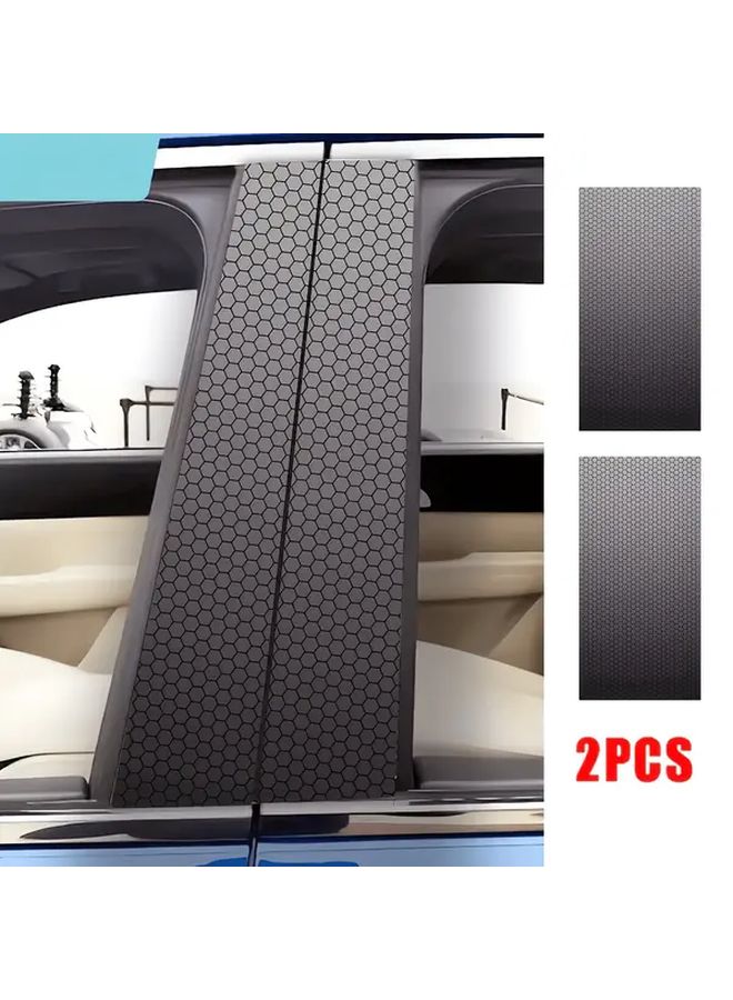 Black Car Door Pillar Protective Stickers Scratch Dent Resistant Gradient Design For Sedans SUVs Trucks - Image 1