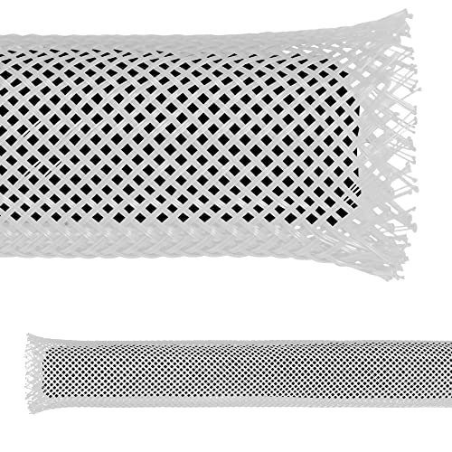 Electriduct 1/8" PET Expandable Braid Sleeving Flame Retardant Flexible Wire Mesh for Cord Management and Cable Protection - 25 Feet - White - Image 4
