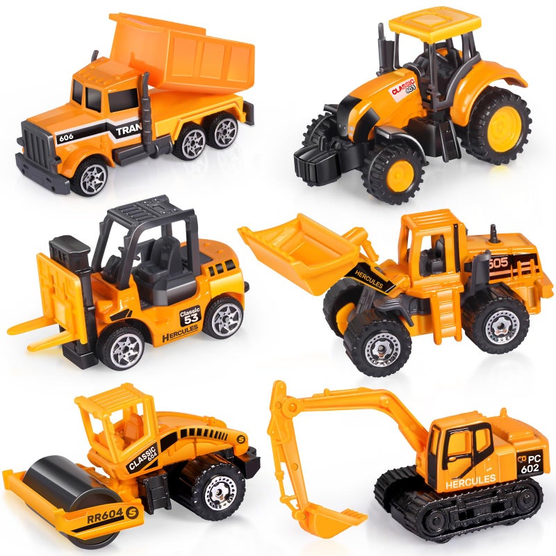 Oriate Construction 6PCSSet diecast car Including bulldozers Forklift Excavator Other Educational Indoor Outdoor Toy Cars mini car Models for Boys and Girls 3 Years Old Birthday Easter Gifts - Image 3