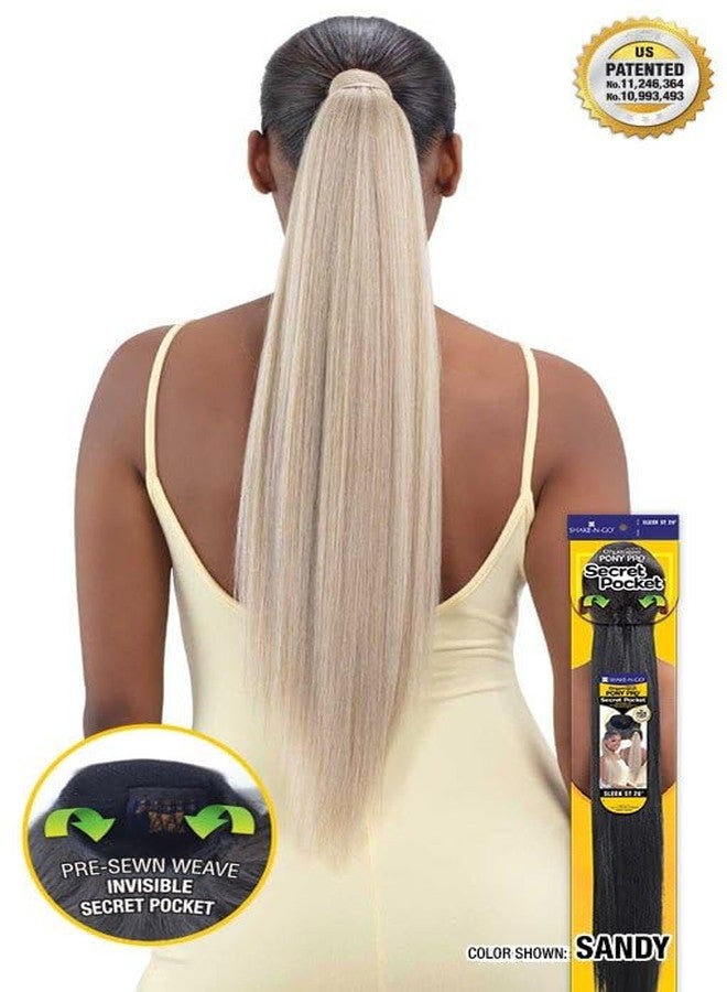 شيك-ان-جو شعر مستعار SHAKE-N-GO Organique Pony Pro Ponytail Sleek Straight 26" مع جيب سري (أسود داكن 1B) - Image 2