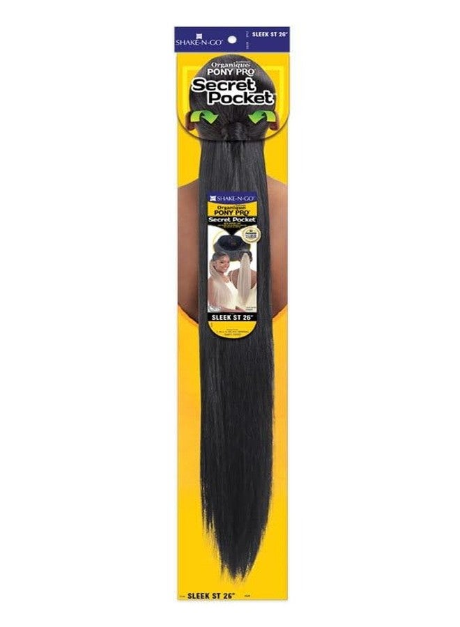 شيك-ان-جو شعر مستعار SHAKE-N-GO Organique Pony Pro Ponytail Sleek Straight 26" مع جيب سري (أسود داكن 1B) - Image 5