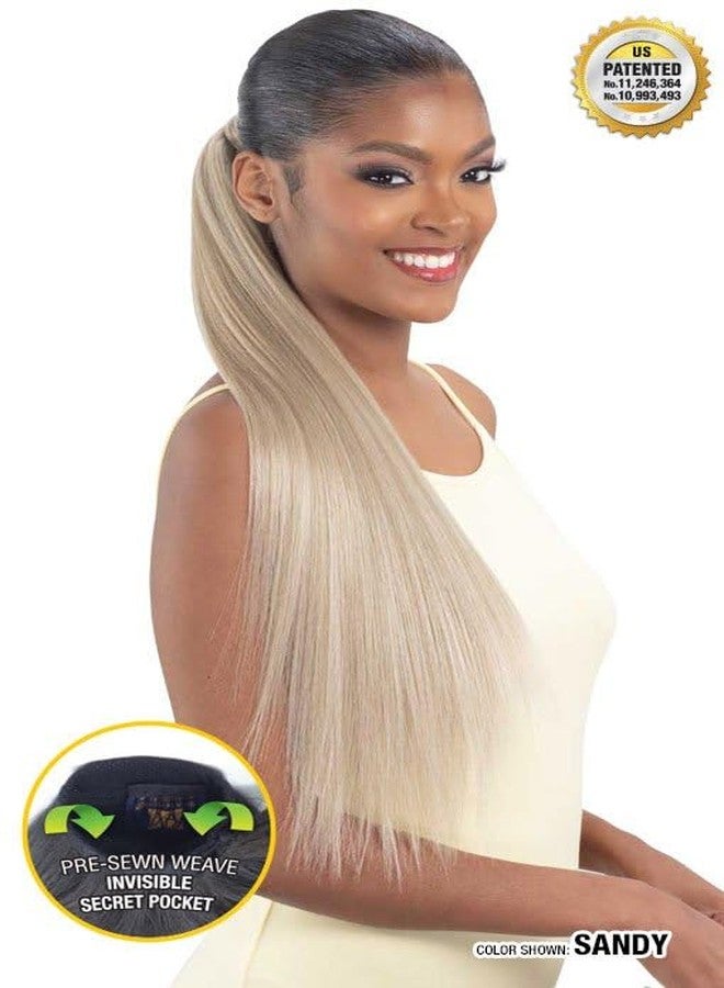شيك-ان-جو شعر مستعار SHAKE-N-GO Organique Pony Pro Ponytail Sleek Straight 26" مع جيب سري (أسود داكن 1B) - Image 3