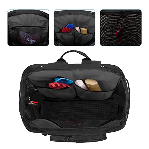 Fasrom Mesh Beach Bag Backpack with Zipper Bottom, Sport Gym Backpack for Swimming, Beach, Pool and Travel(Patent Design), Black - Image 2