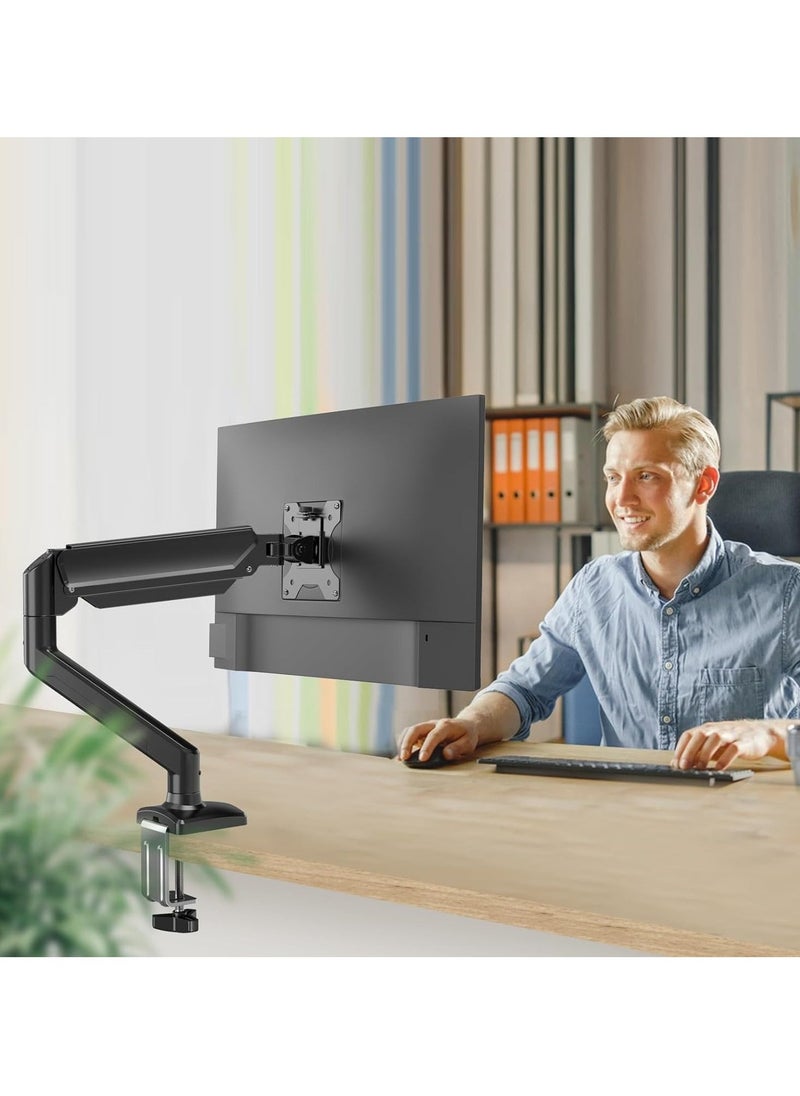 Monitor Desk Mount Single Arm Stand, Full Motion Monitor Arm with Gas Spring for 13 to 32 Inch LCD LED Computer Monitor