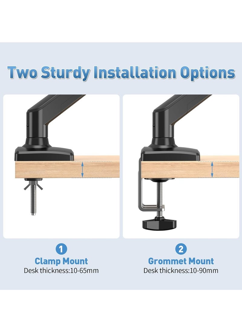 Monitor Desk Mount Single Arm Stand, Full Motion Monitor Arm with Gas Spring for 13 to 32 Inch LCD LED Computer Monitor