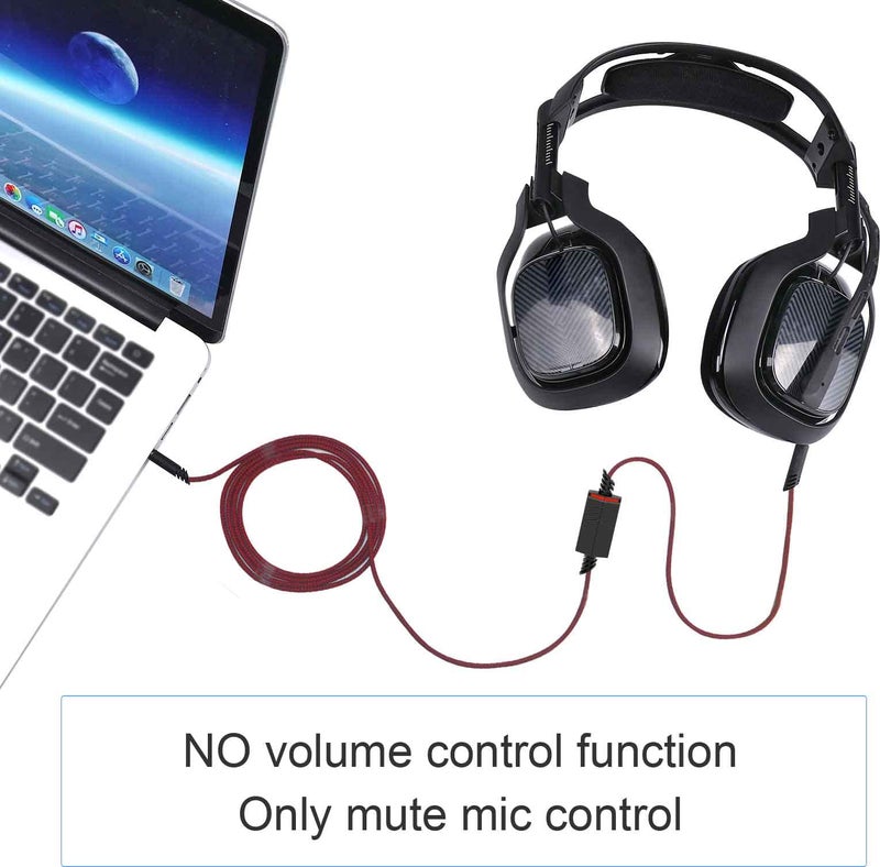 MQDITH 2.0M Replacement Audio Cable Compatible with Astro A40 A40TR Gaming Headset, Inline Mute Wire and No Volume Control Cord (Nylone Cord, Red/Black) - Image 5