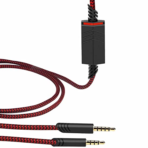 MQDITH 2.0M Replacement Audio Cable Compatible with Astro A40 A40TR Gaming Headset, Inline Mute Wire and No Volume Control Cord (Nylone Cord, Red/Black) - Image 1