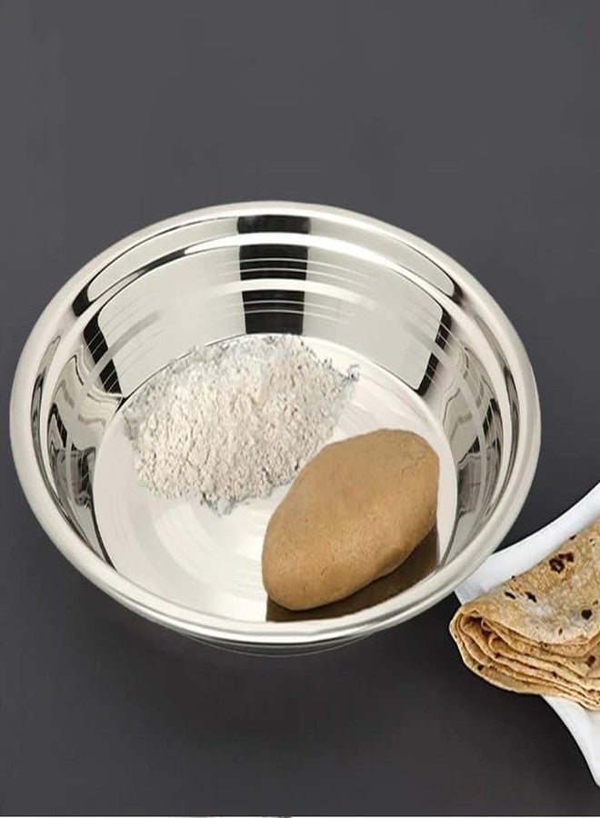 Bartan Star Stainless Steel Solid Silver Atta Parat for Dough,Mixer and Serving - 30 Centimeters (with 12 Pcs Stainless Steel Table Spoons) - Image 5